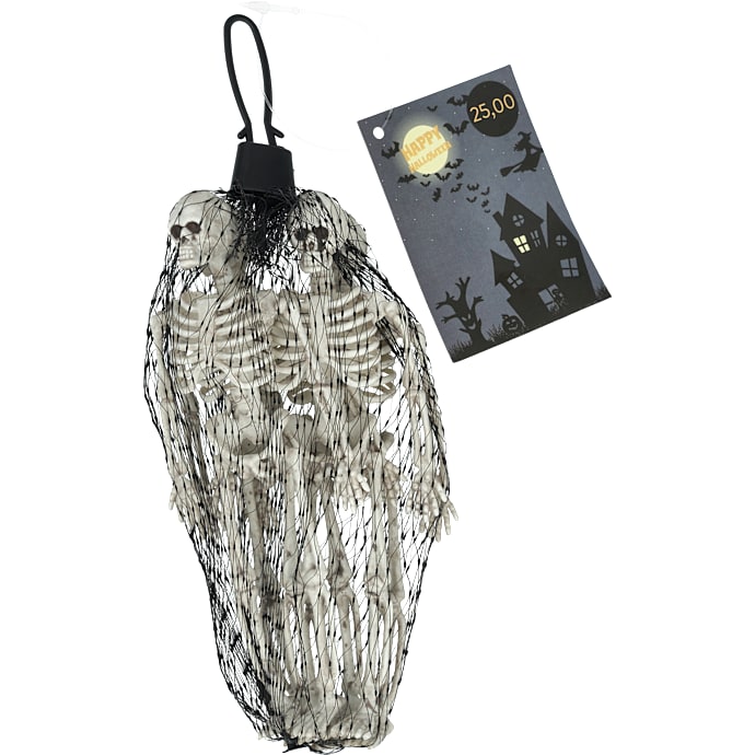 Halloween små skeletter 14 cm 4 pak - hvid
