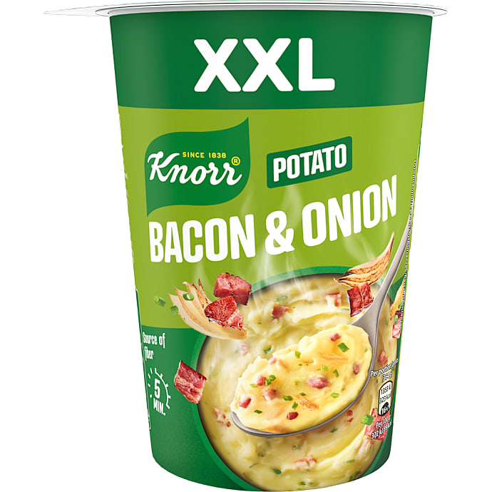 Kartoffelmos m. bacon og løg
