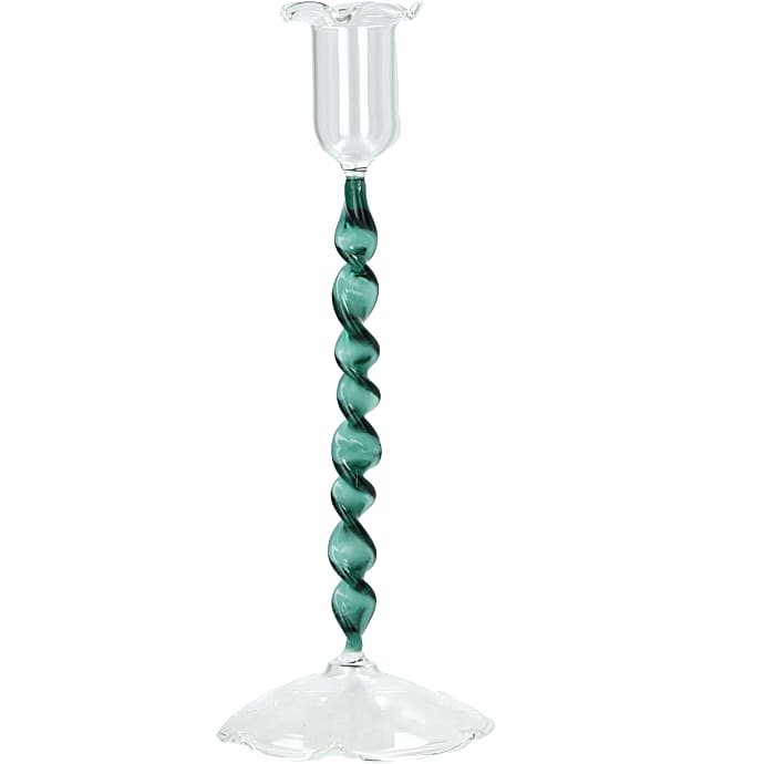 Lysestage twisted 8,5x22 cm - grøn