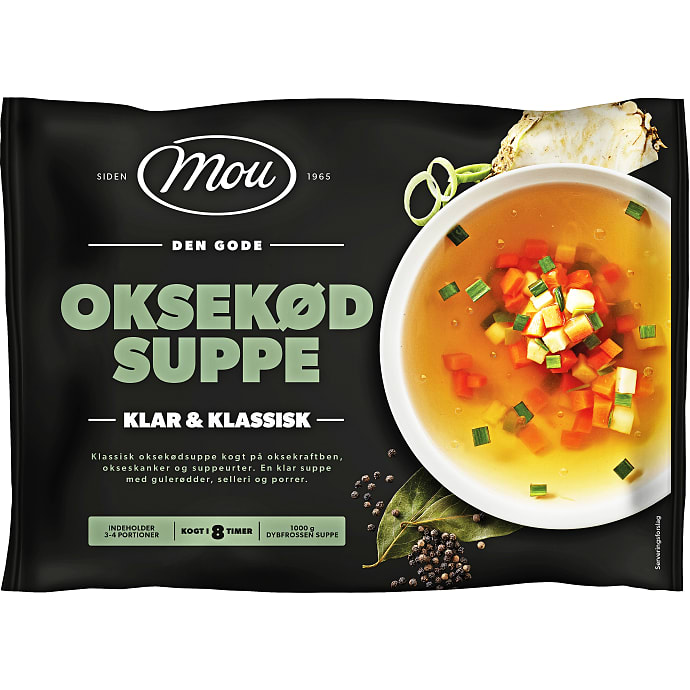 Klar oksekødssuppe m. gulerødder, selleri og porrer