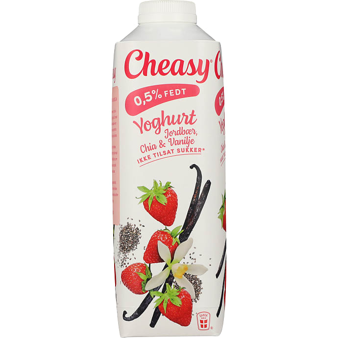 Yoghurt m. jordbær, chia og vanilje 0,2% fedt