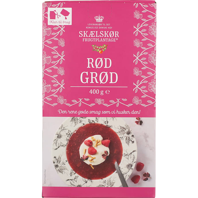 Rødgrød m. jordbær, hindbær og rabarber