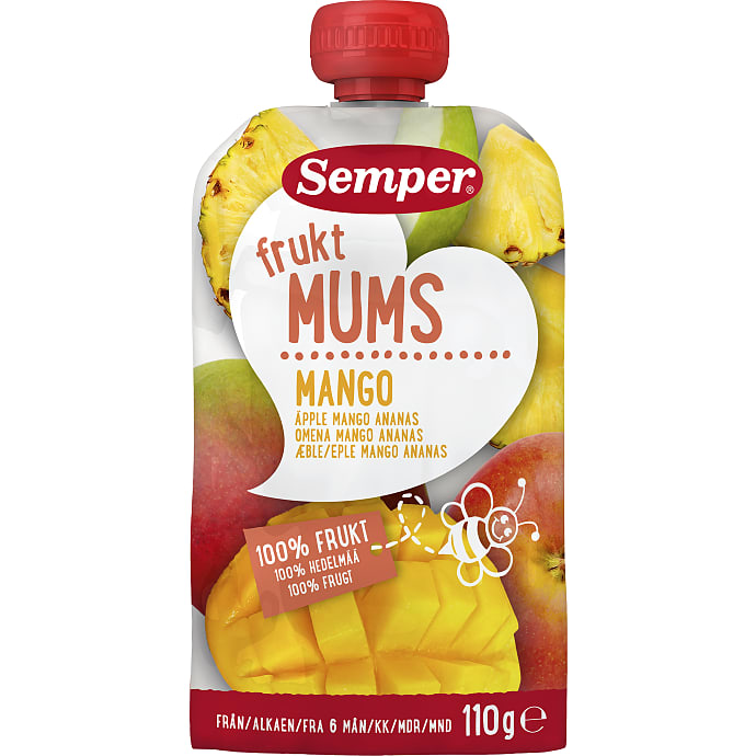 Semper Frugtmos Mango, Æble og Ananas 110 g