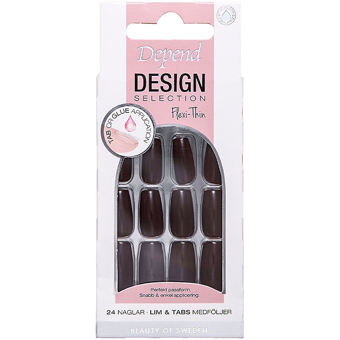 Flexi-Thin kunstige negle Warm Mocca short coffin