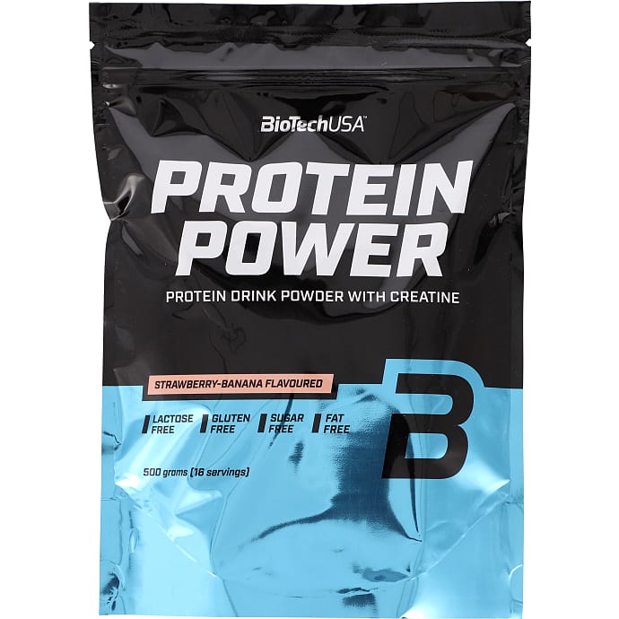 Proteinpulver m. kreatin og jordbær- og banansmag