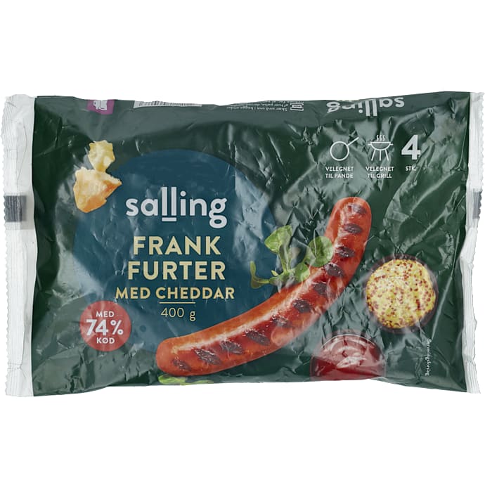 Frankfurtere m. cheddar 74% kød