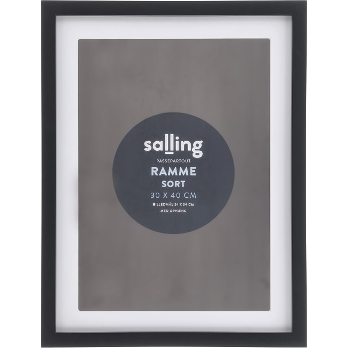 Sort passepartout ramme m. plexiglas - 30x40 cm