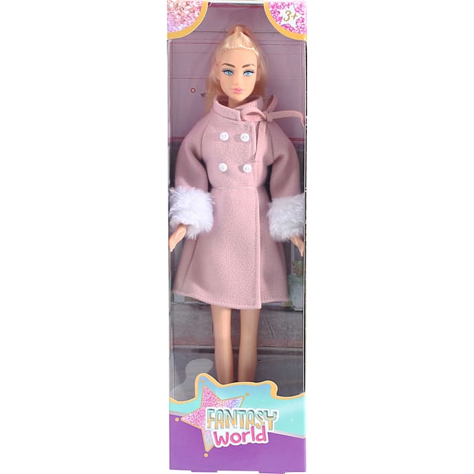 Fantasy World Dukke 29 cm med Vinterfrakke