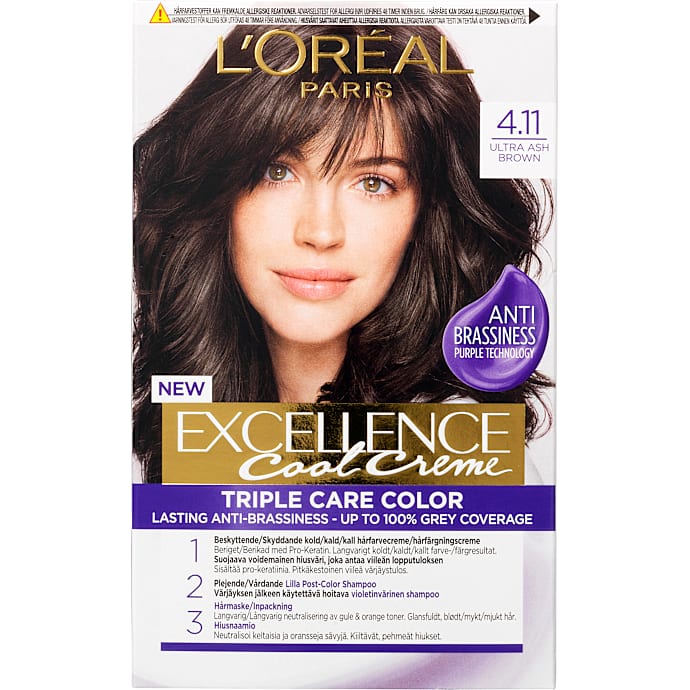 Triple Care Color permanent hårfarve 4.11 Ultra Ash Brown