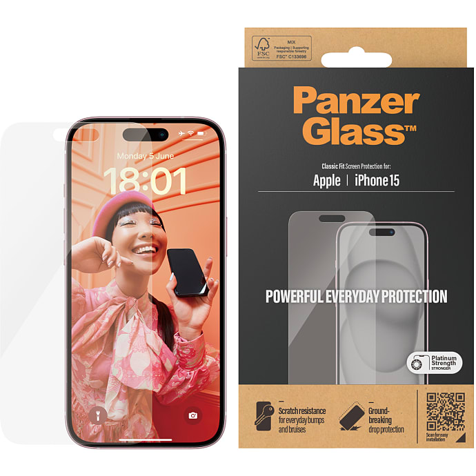 PanzerGlass iPhone 15 skærmbeskyttelse