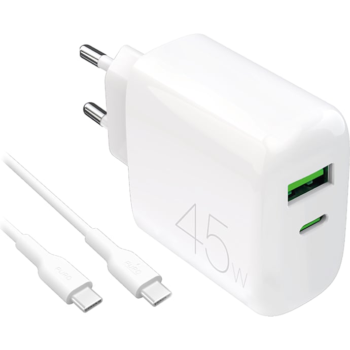 PURO Hurtigopladersæt 45 W hvid