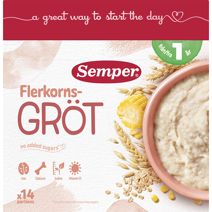 Semper Fuldkornsgrød Natural 12M
