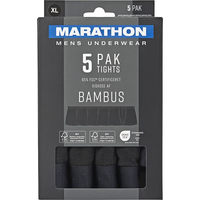 Marathon Herre 5-pak tights str. 2XL sort