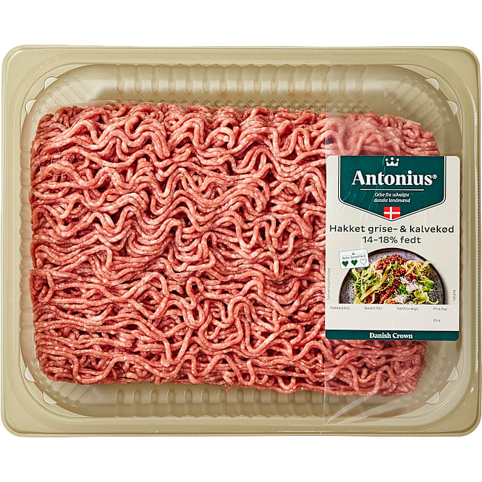 Antonius Hakket Gris- og Kalvekød 14-18% Fedt 1400 g