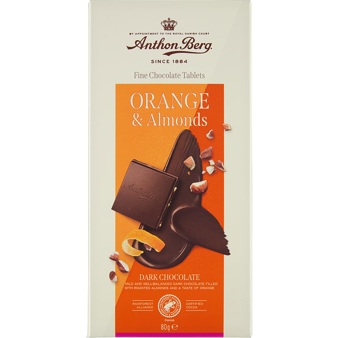 Mørk chokolade med mandel og orangesmag