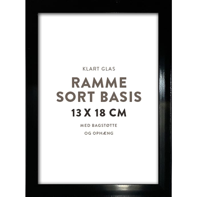 Klassisk sort ramme m/glas – 13x18 cm