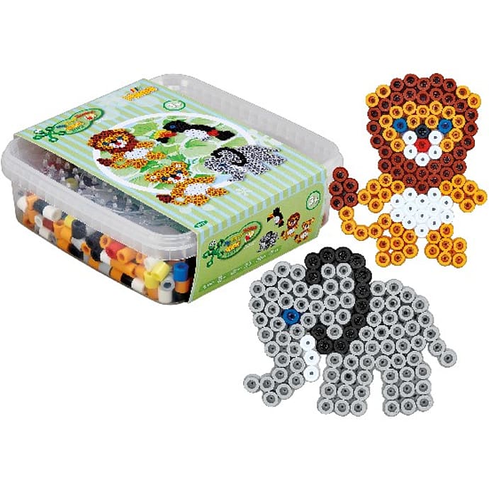 Hama Maxi 600 perler og 2 stiftplader i bøtte - løve og elefant til 159 fra Bilkatogo |