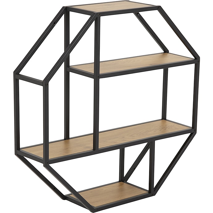 AC Design Furniture Seaford Oktagon Vægreol Trælook Sort
