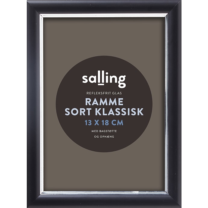 Salling Klassisk Sort Ramme med Refleksfrit Glas 13x18 cm