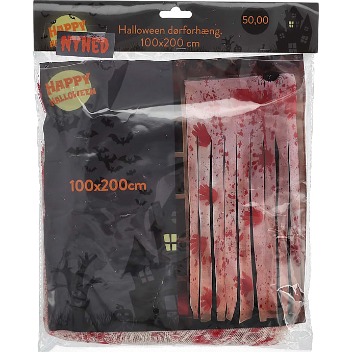Halloween blodigt dørforhæng - hvid og rød