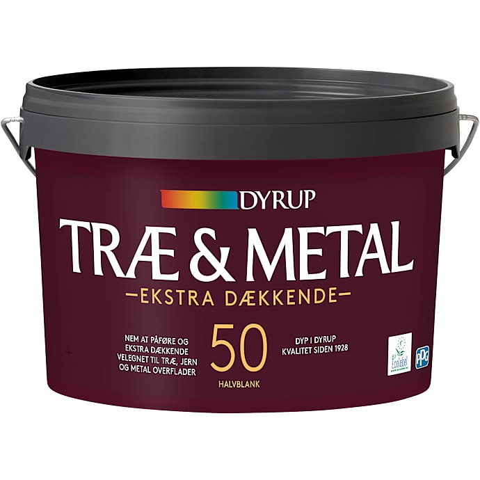 Dyrup træ & metal maling ekstra dækkende 2,25 liter - hvid