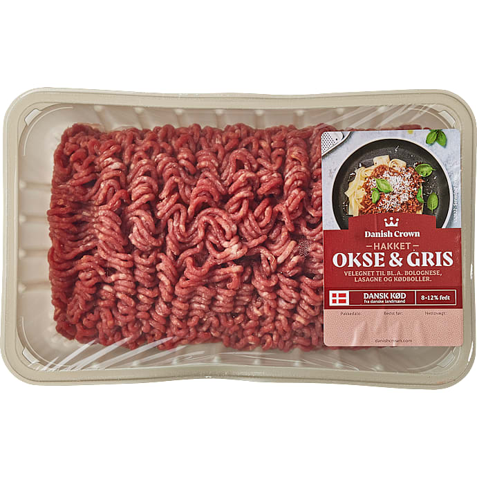 Hakket okse-og grisekød 8-12% fedt