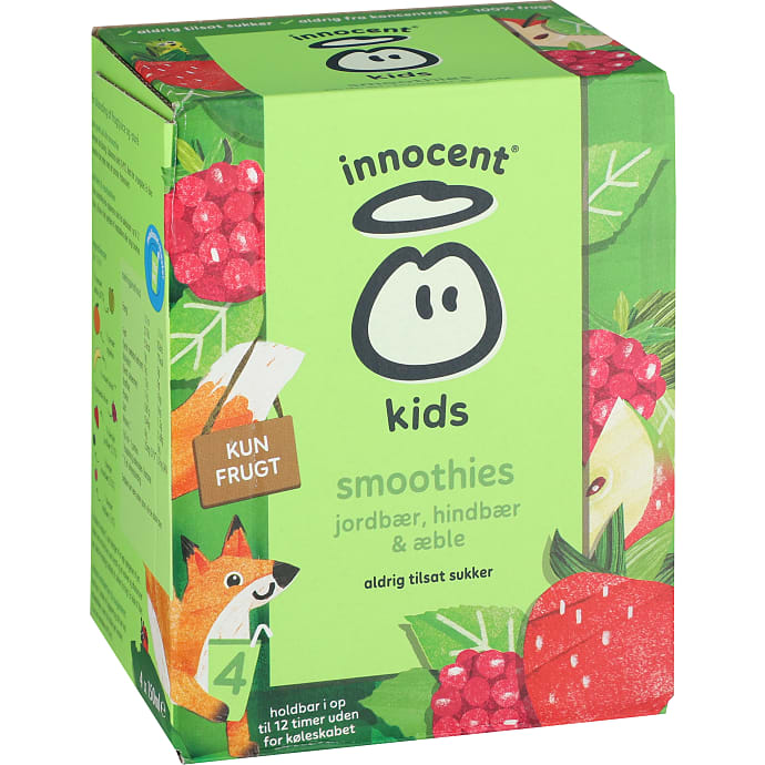 Smoothie m. jordbær, hindbær og æble