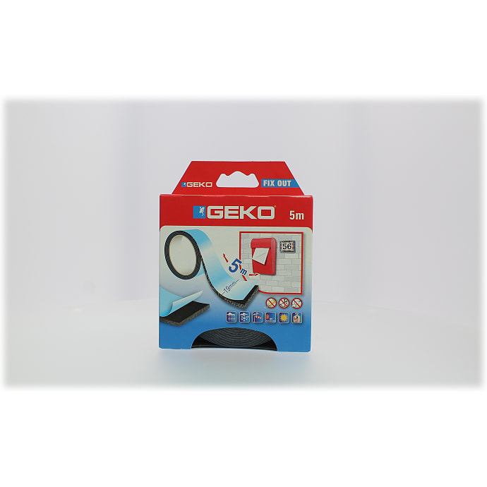 Geko Dobbeltsidet skumtape 5 m sort