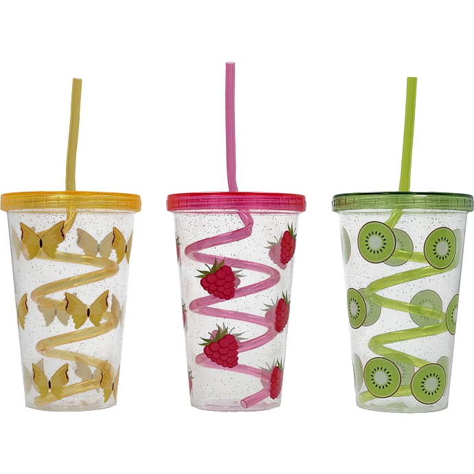 Kop med swirl sugerør assorteret