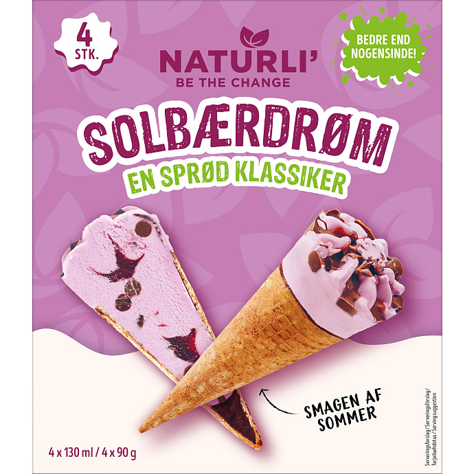 Vegansk is m. solbærfyld og lys chokolade glutenfri