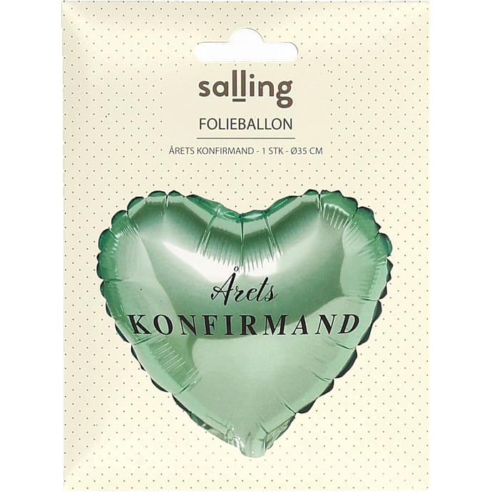 Salling Folieballon hjerteformet Årets konfirmand mat grøn