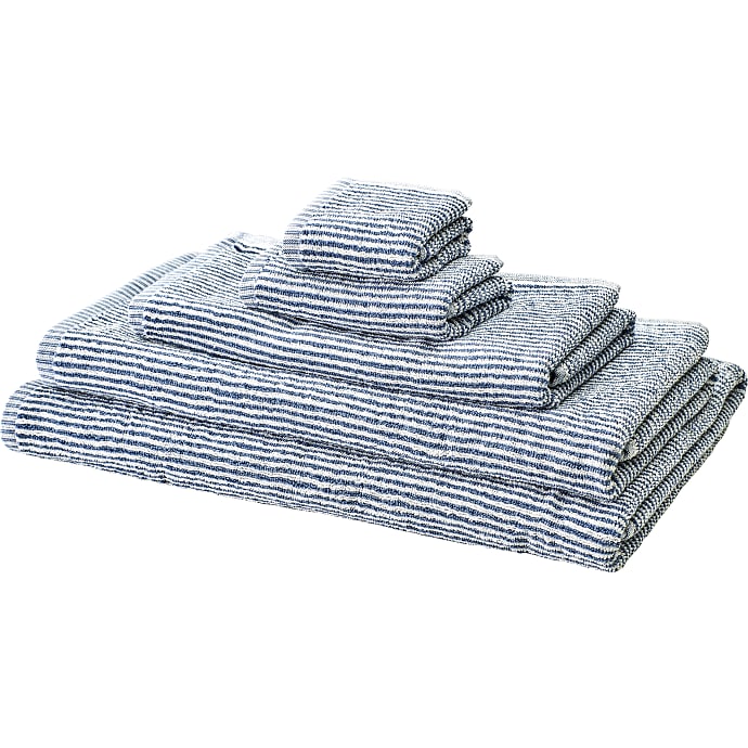 MAISON håndklæde 30x30 cm - strib petrolfarvet og hvid