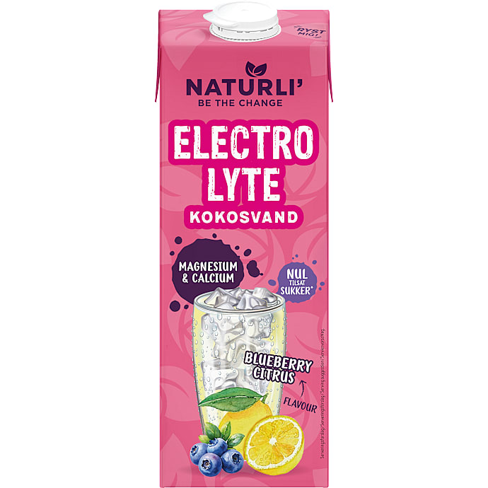 Elektrolyt-kokosvand m. blåbær og citron