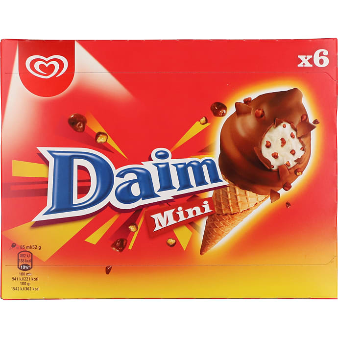 Mælkeis m. daimstykker og overtræk m. chokoladesmag mini