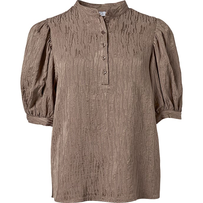 VRS Dame Bluse med Pufærmer Brun