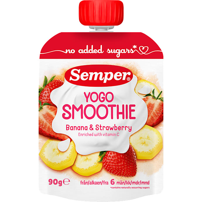Semper Frugtmos m. yoghurt, banan og jordbær 90 g