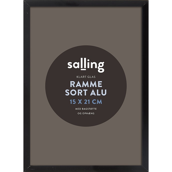 Sort ramme m. glas - 15x21 cm