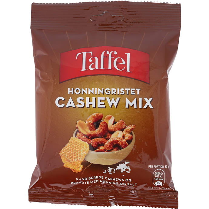 Honningristede cashewnødder og ristede peanuts
