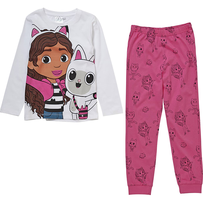 Gabbys Dukkehus pyjamas str. 86/92 - hvid/pink