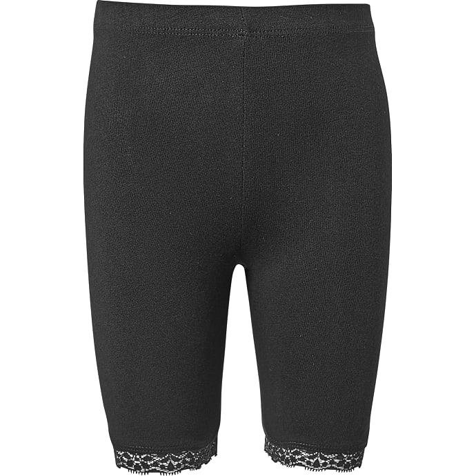 VRS børne cykelshorts med blondekant str. 110/116 - sort