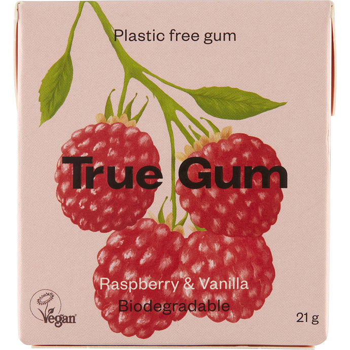 Tyggegummi m. hindbær- og vaniljesmag