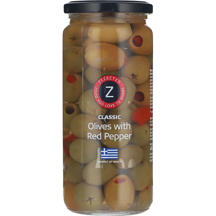 Zelected Grønne Oliven med Rød Peber