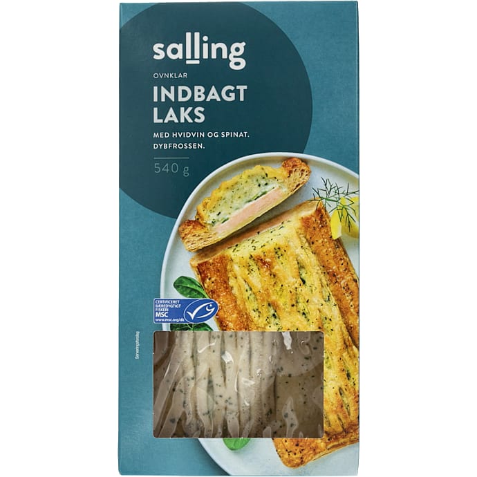 Indbagt laks m. hvidvin og spinat – produktbillede