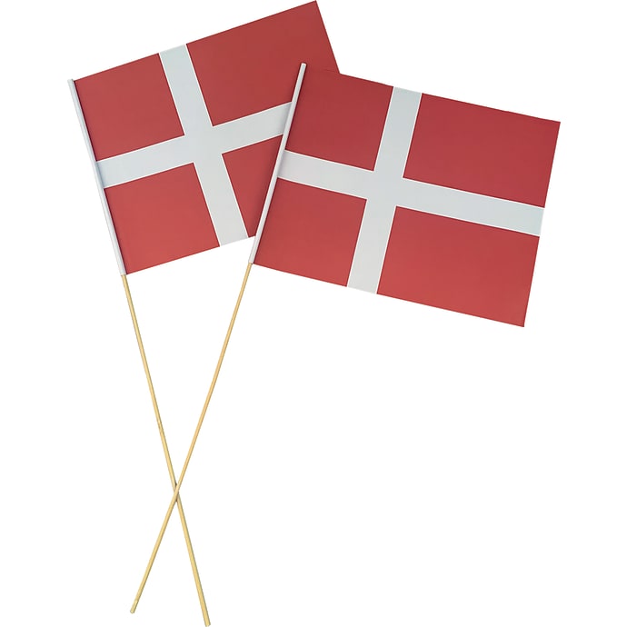 Salling A4 papirflag med træpind H:50 cm 20-pak - Dannebrog