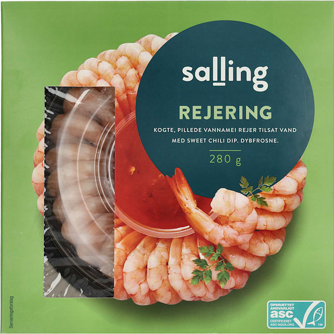 Salling Rejering m. vannemei rejer og sweet chili dip