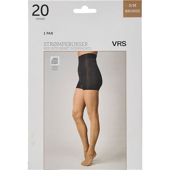 VRS dame strømpebuks m. sort shorts str. L/XL - bronze
