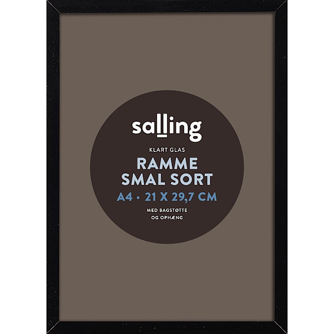 Sort ramme m. glas - 21x29,7 cm