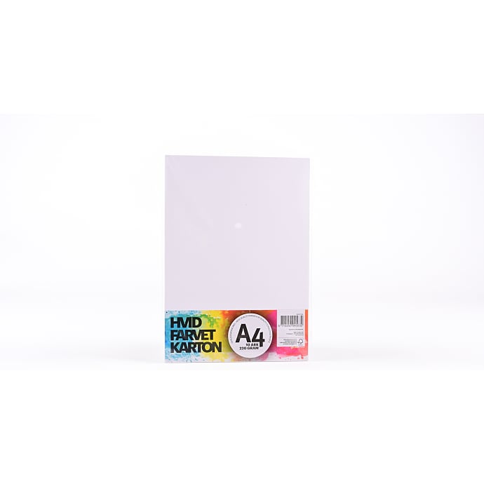 Farvet karton A4 10 ark - hvid
