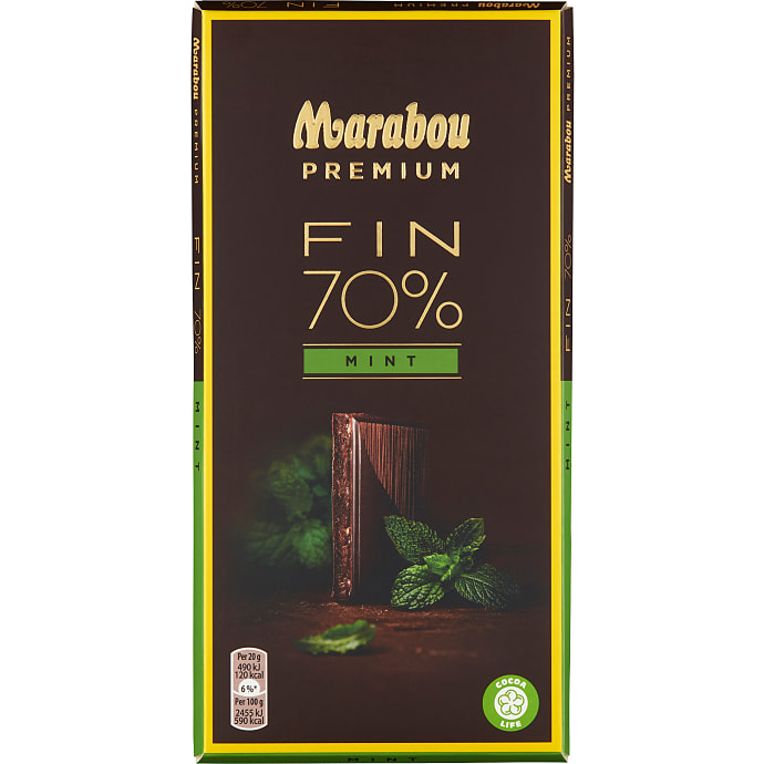 Mørk chokolade 70% kakao m. mint