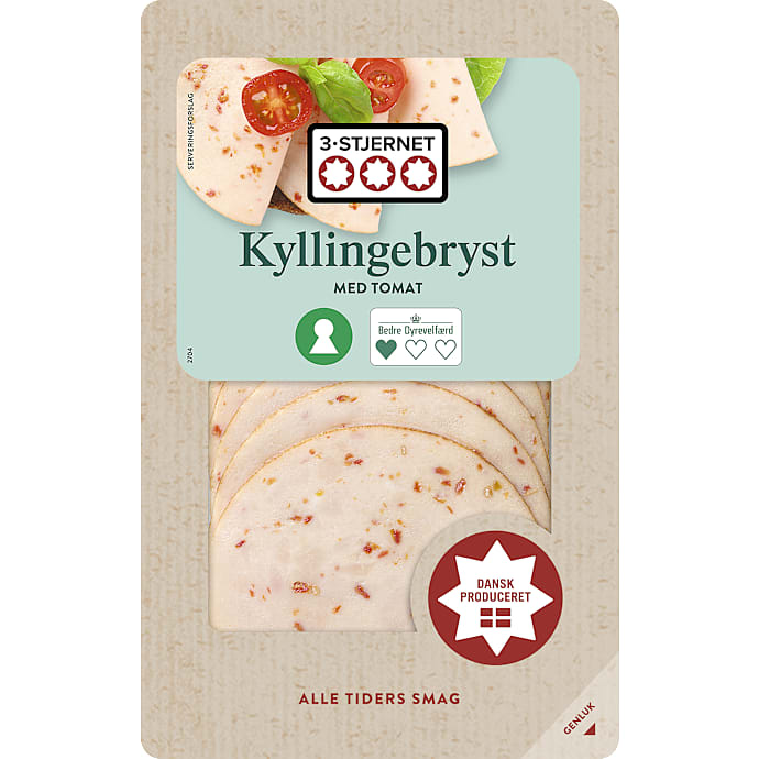 Kyllingebryst i skiver m. tomat
